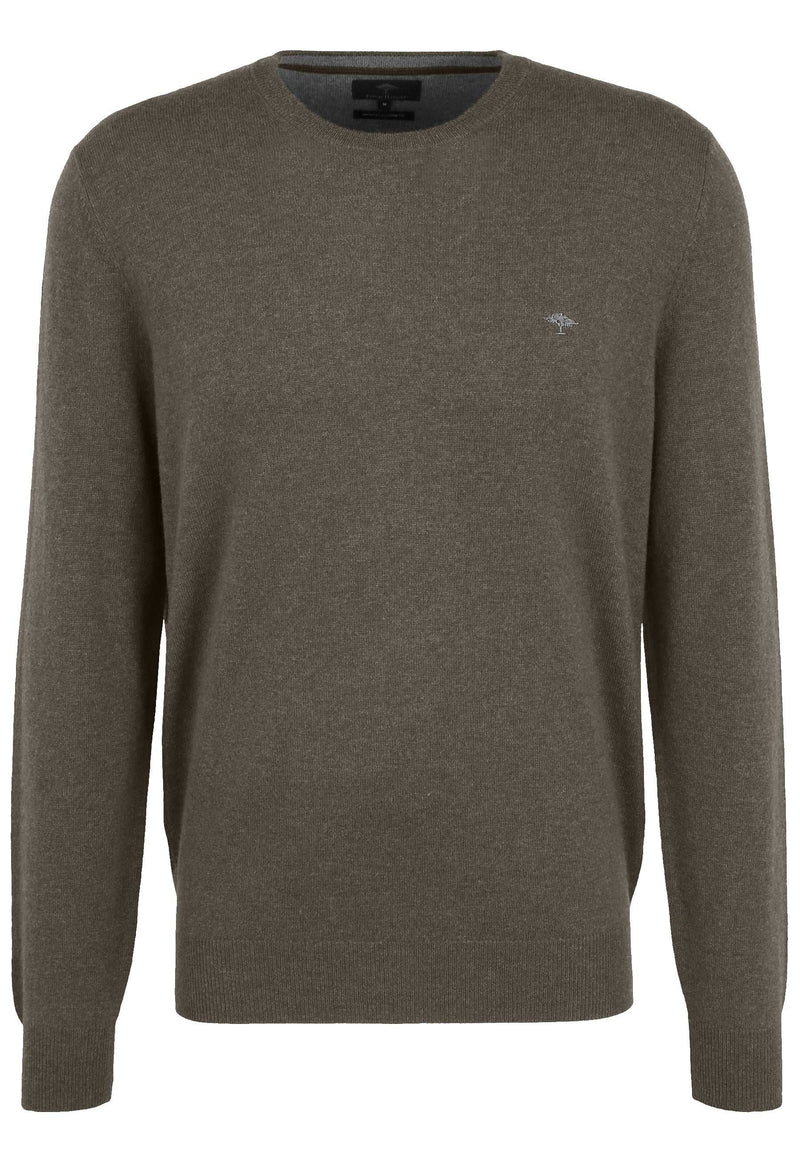 Rundhalsad tröja | Fynch-Hatton | Brun merinoull/casmere