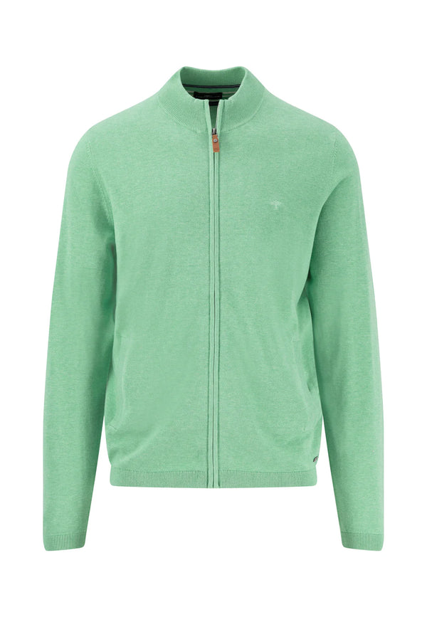 Zip Cardigan turf green air cotton