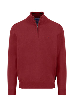 Fynch Hatton Zip tröja deep merlot