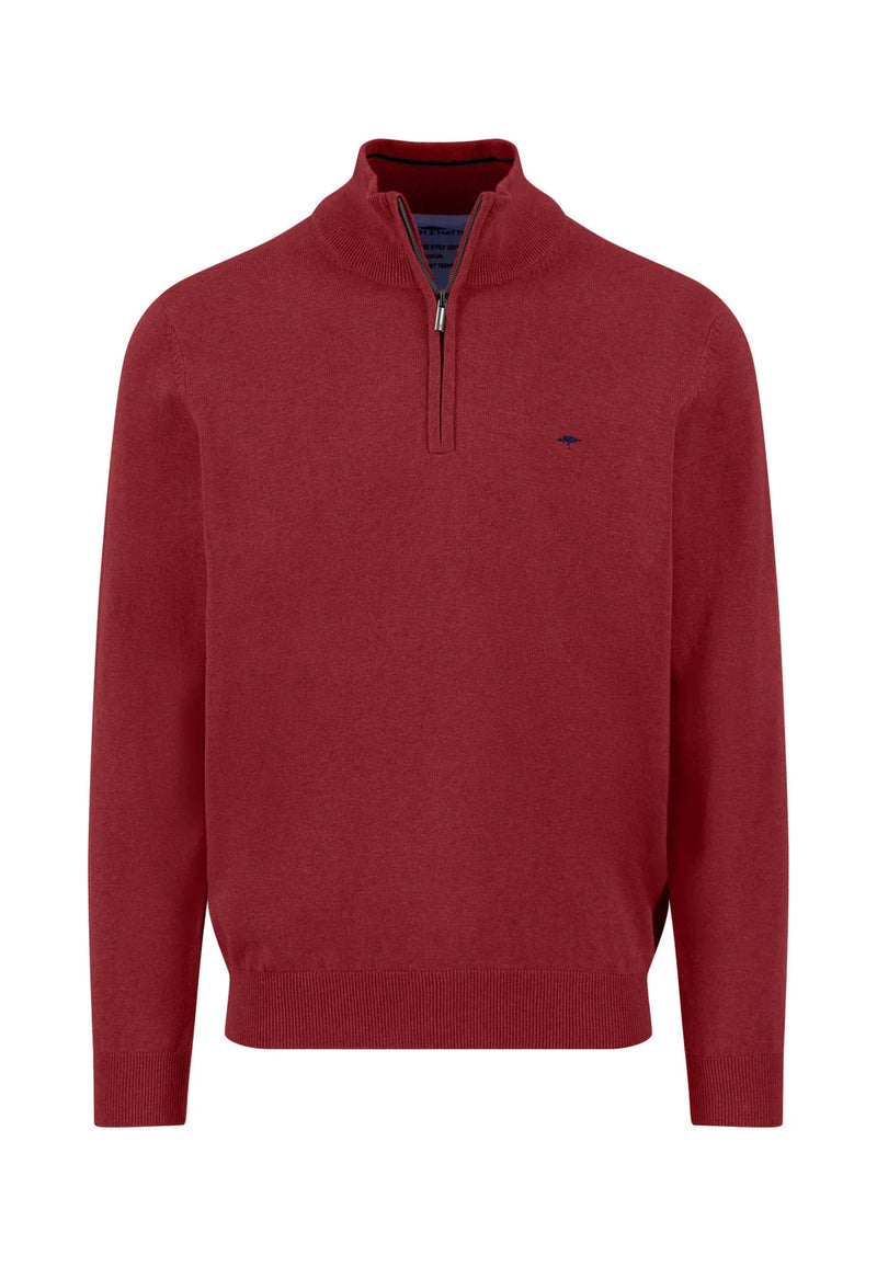 Fynch Hatton Zip tröja deep merlot