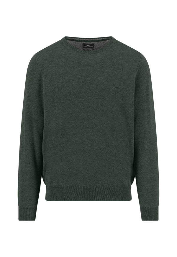 Fynch Hatton tröja rund hals Merino Cashmere grön