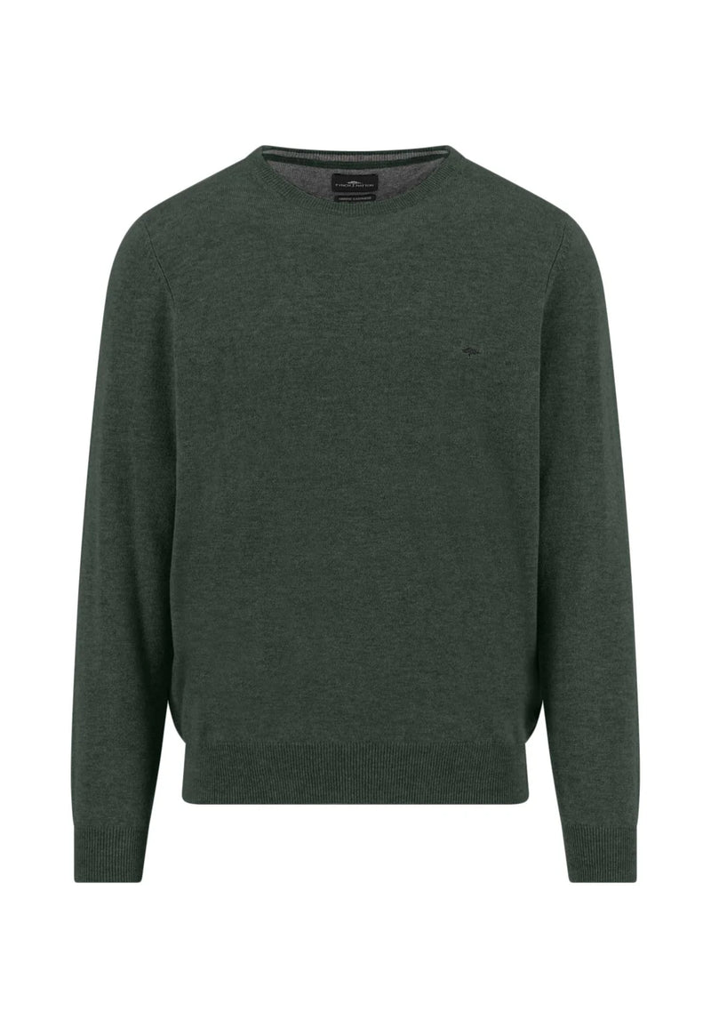Fynch Hatton tröja rund hals Merino Cashmere grön