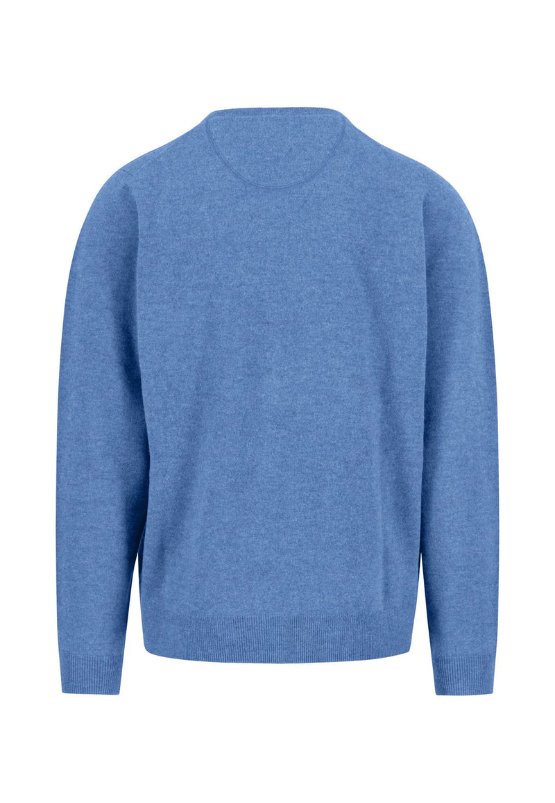 Fynch Hatton V-ringad tröja Merino Cashmere Crystal blue