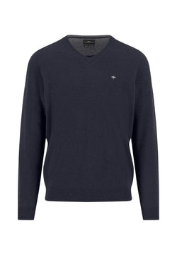 Fynch Hatton V-ringad tröja Merino Cashmere navy
