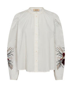 Mosmosh Mysa poplin blus / Ecru Mos Mosh