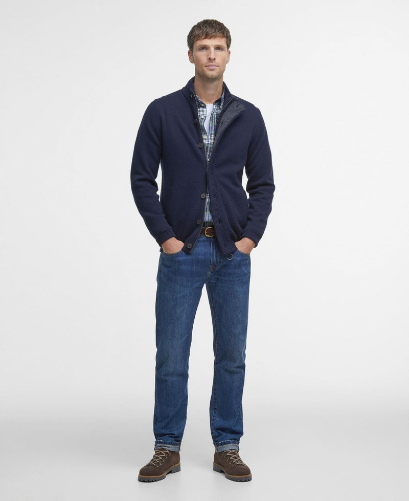 Barbour Essent Patch Zip Through Knitted Jumper / Navy Barbour