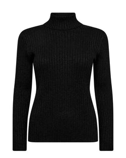 Mos Mosh Relena Rib Lux Rollneck knit/Black Mos Mosh