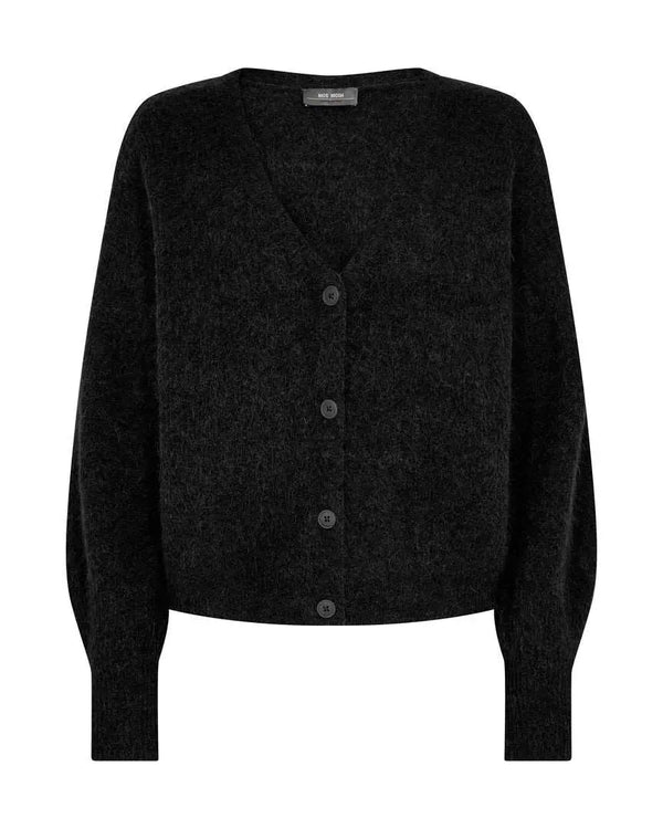 MosMosh Thora v-neck knit cardigan /Black Signature