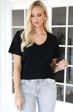 Blond Hour THE PERFECT V NECK TSHIRT - Svart Blondhour