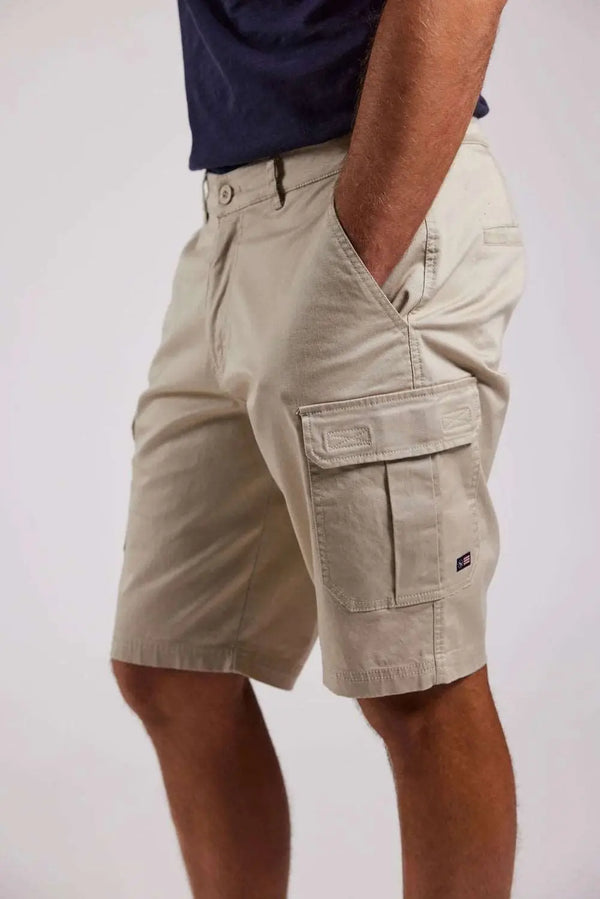 Cargo Stretchy  Shorts - SAND-BK HERR