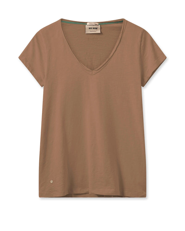 Mos Mosh Tulli V-SS basic tee / Cinnamon Swirl Mos Mosh