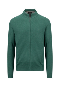 Zip Cardigan superfine stucture / Dark Emerald-BK HERR