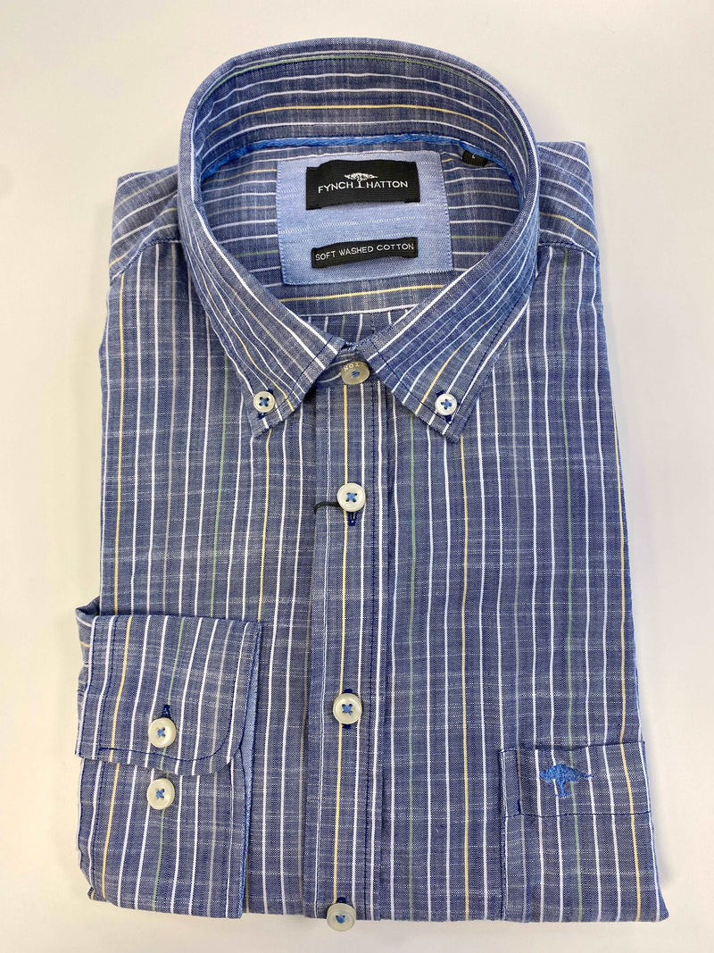 Fynch Hatton Skjorta Sporty slub-BK HERR