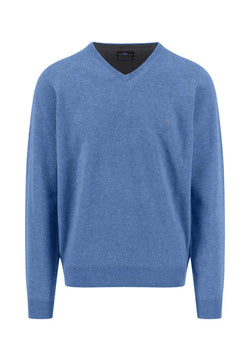 Fynch Hatton V-ringad tröja Merino Cashmere Crystal blue Fynch-Hatton Textilhandels GmbH