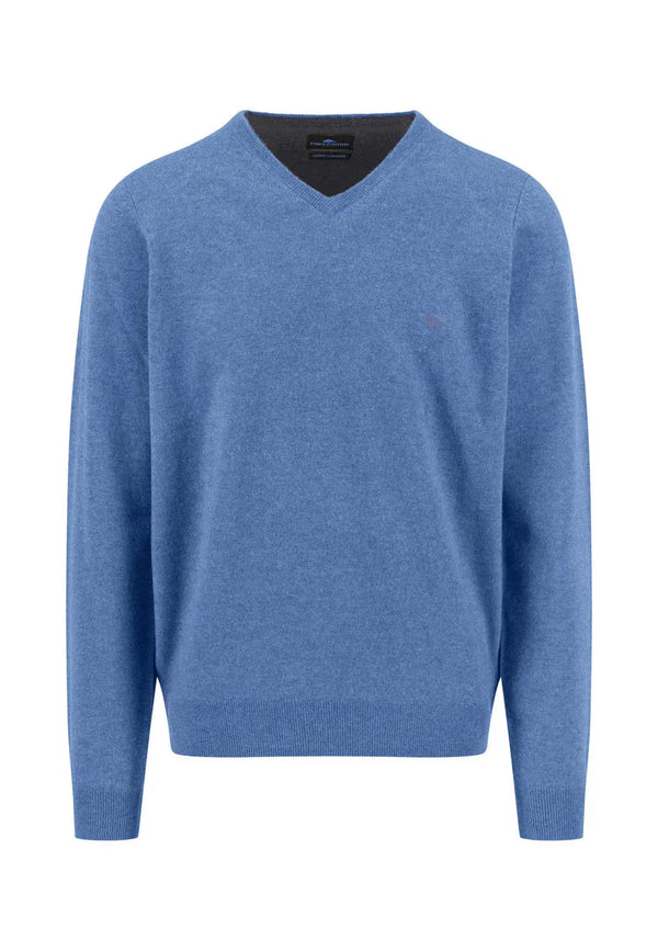 Fynch Hatton V-ringad tröja Merino Cashmere Crystal blue Fynch-Hatton Textilhandels GmbH