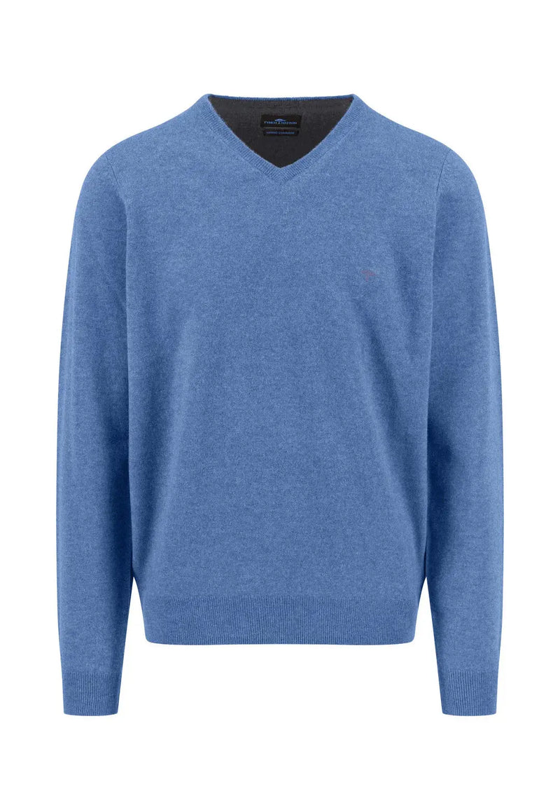 Fynch Hatton V-ringad tröja Merino Cashmere Crystal blue Fynch-Hatton Textilhandels GmbH