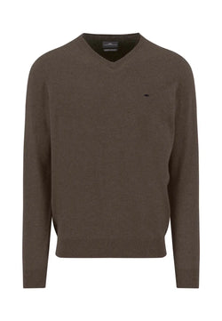 Fynch Hatton V-ringad tröja Merino Cashmere  Dark Chocolate Fynch-Hatton Textilhandels GmbH