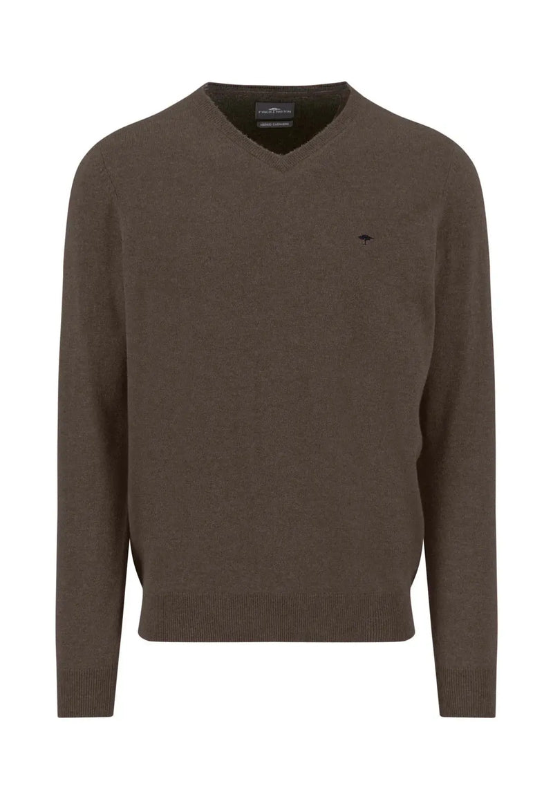 Fynch Hatton V-ringad tröja Merino Cashmere  Dark Chocolate Fynch-Hatton Textilhandels GmbH