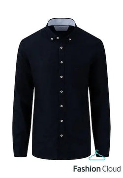 Fynch Hatton linne skjorta - Navy-BK HERR