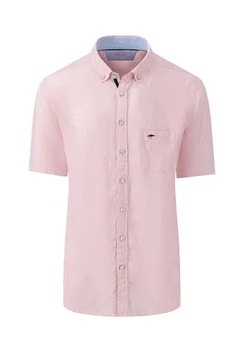 Fynch Hatton linne skjorta kort ärm med bröstficka blush Fynch-Hatton Textilhandels GmbH