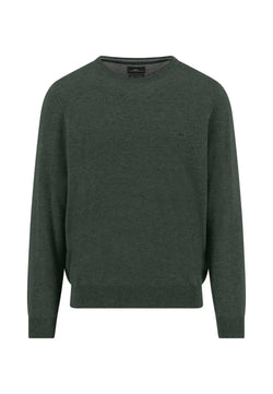 Fynch Hatton tröja rund hals Merino Cashmere grön Fynch-Hatton Textilhandels GmbH