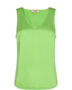 Astrid v-neck Silk tank top/Green flash Mos Mosh