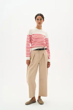 InWear Wallis O-Neck tröja /Red Stripe-BK HERR
