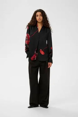 Inwear Dawn V-Neck blouse / Black Poppy Rose In Wear