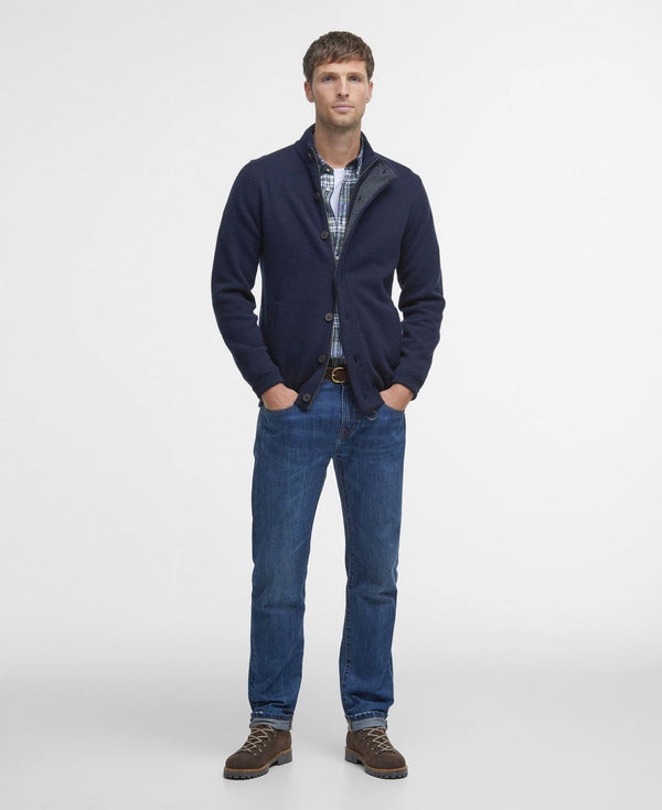 Barbour Essent Patch Zip Through Knitted Jumper / Blue Barbour