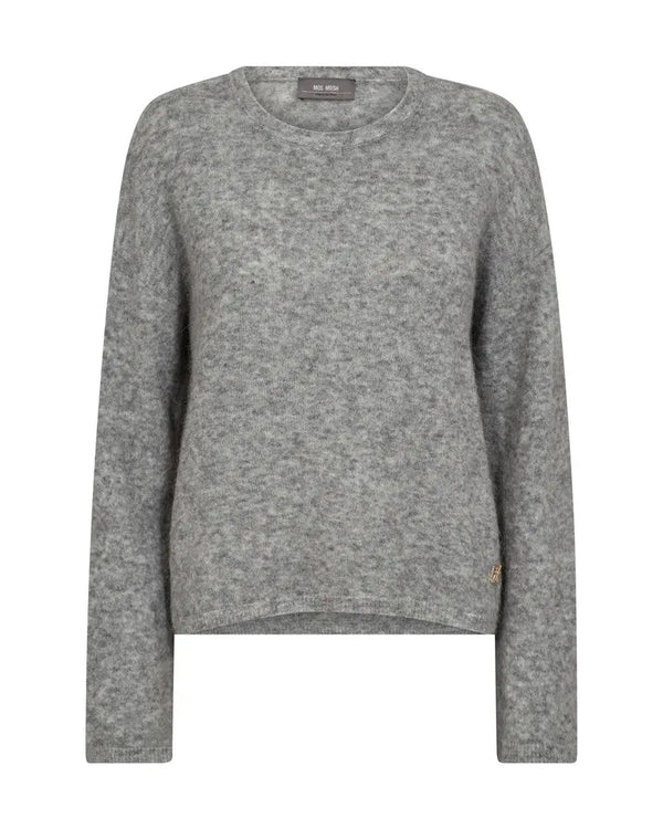 MM Mape O-Neck stickad tröja / Gråmelerad Mos Mosh