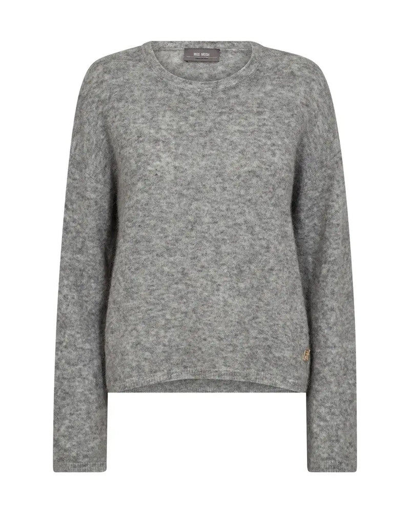 MM Mape O-Neck stickad tröja / Gråmelerad Mos Mosh