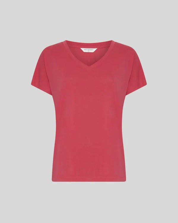 MSCH Fenya modal V-ringad  t-shirt / Rose red MSCH Copenhagen