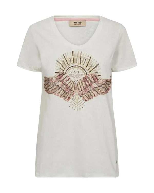 Mos Mosh Nadine O-SS Deco t-shirt / Powder Pink Mos Mosh