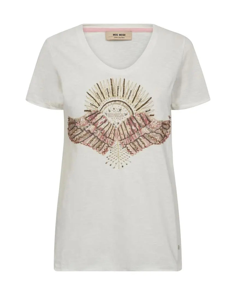 Mos Mosh Nadine O-SS Deco t-shirt / Powder Pink Mos Mosh