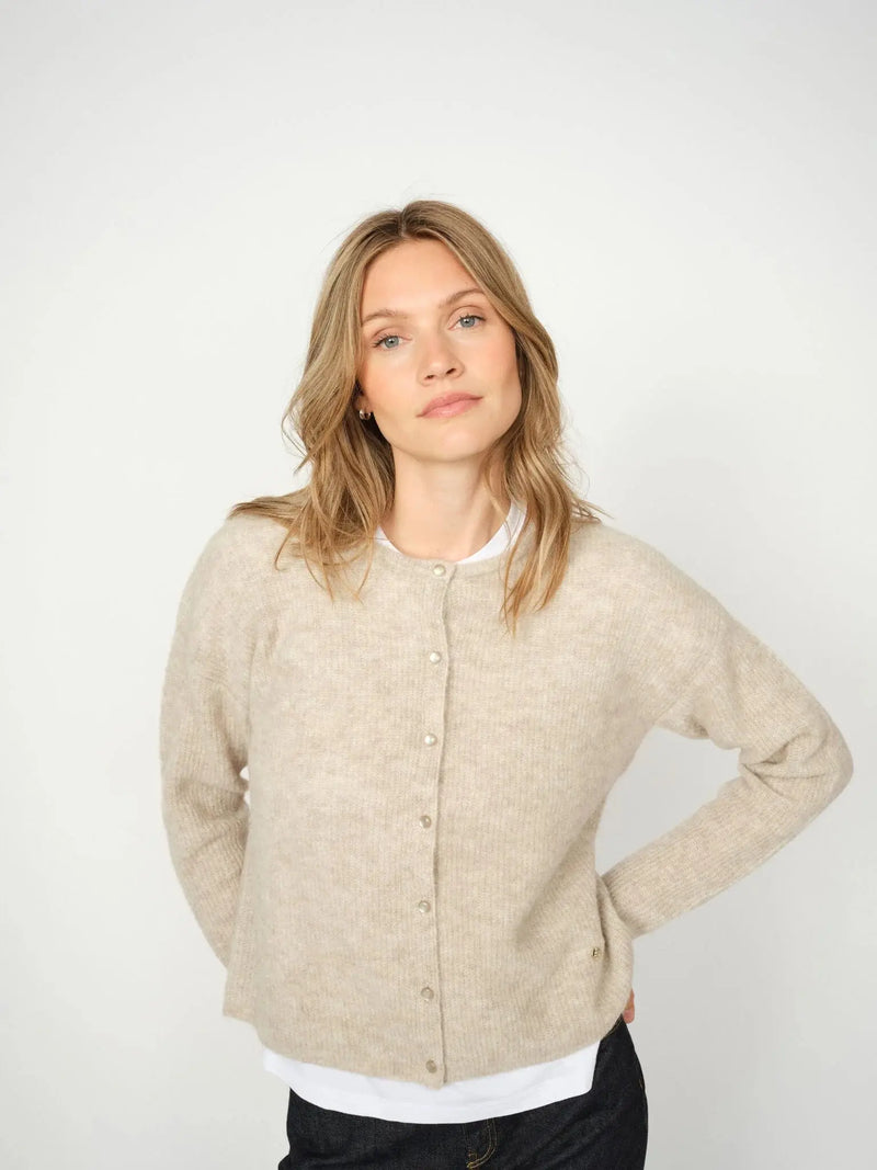 MosMosh Almine stickad kofta / Fjädergrå Mos Mosh