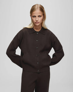 Msch Amalea Hasle Stickad cardigan / Mörkbrun-BK HERR