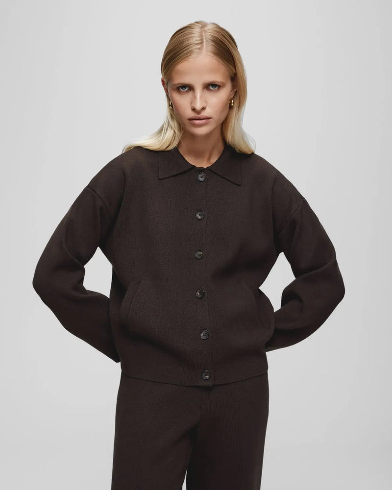Msch Amalea Hasle Stickad cardigan / Mörkbrun-BK HERR