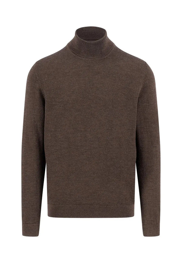 Polo-tröja | Fynch-Hatton | Brun merino ull Fynch-Hatton Textilhandels GmbH