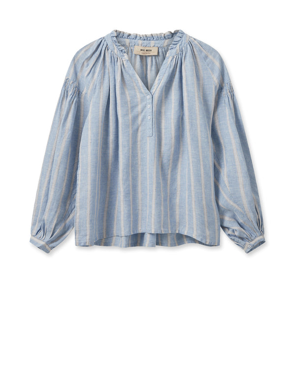 Mos Mosh Safi Striped Linen blouse / Cashmere Blue