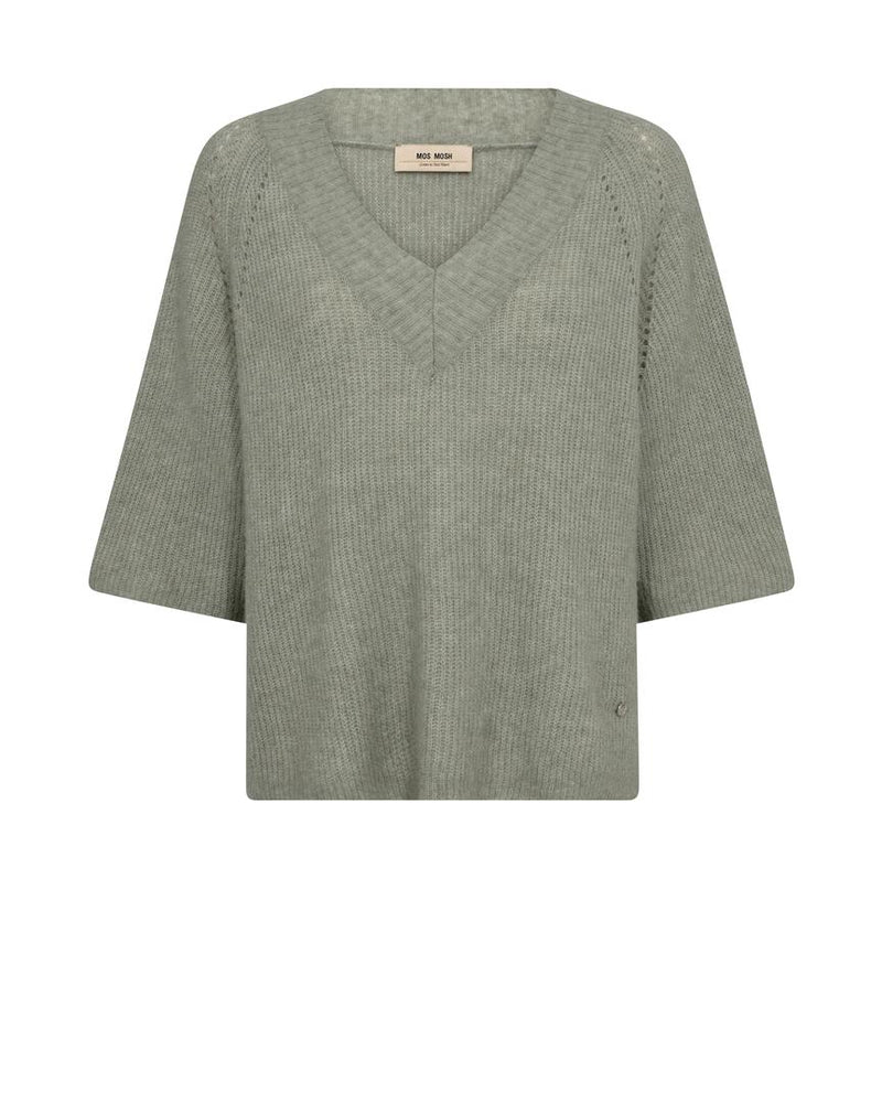 Tröja | MosMosh | Taci 3/4 V-Neck Knit-BK HERR