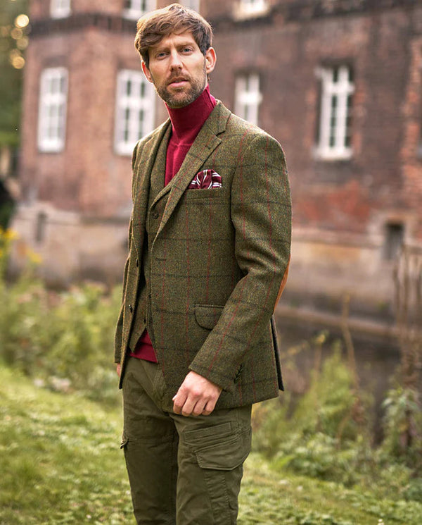 Wellington Harris tweed blazer London green overcheck BK HERR