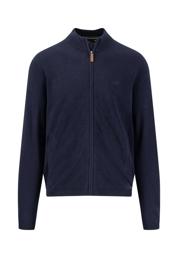 Zip Cardigan  navy Air Cotton-BK HERR