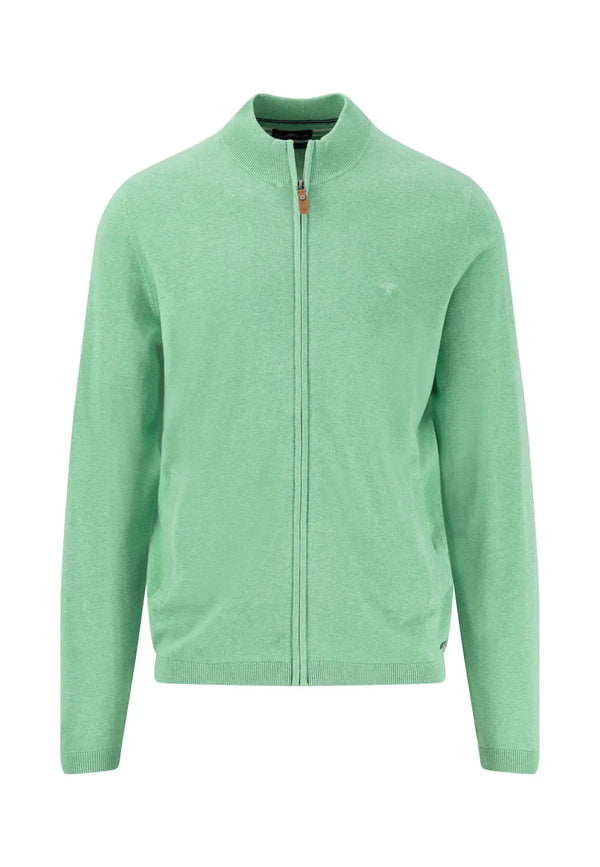 Zip Cardigan turf green air cotton-BK HERR