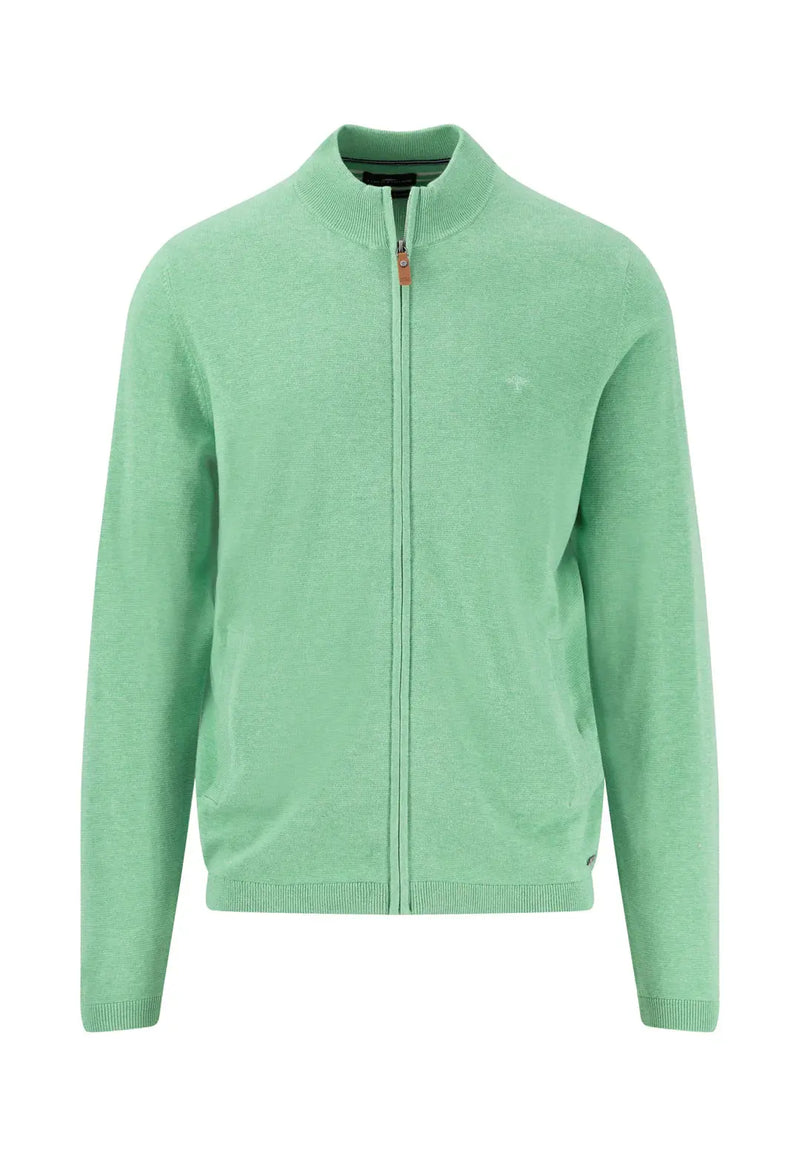 Zip Cardigan turf green air cotton-BK HERR