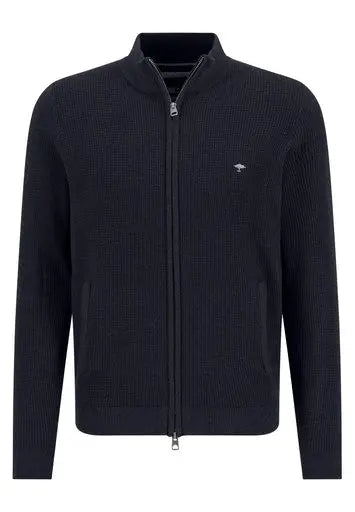 Zip Cardigan superfine stucture / navy-BK HERR