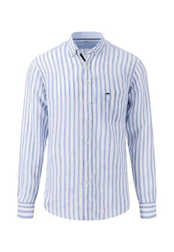 Fynch Hatton linne skjorta ljusblå/randig Fynch-Hatton Textilhandels GmbH