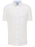 Fynch Hatton Linneskjorta kort ärm white