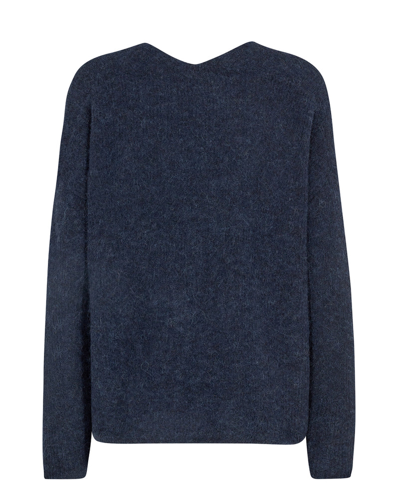 Thora V-neck Tröja | MosMosh | Navy