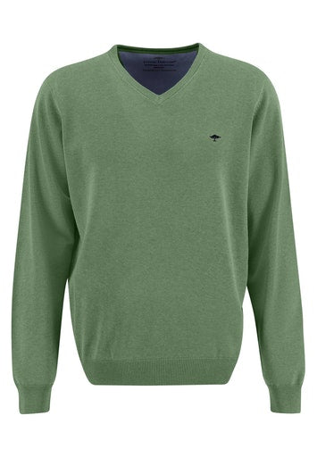 Fynch Hatton V-ringad tröja Spring Green